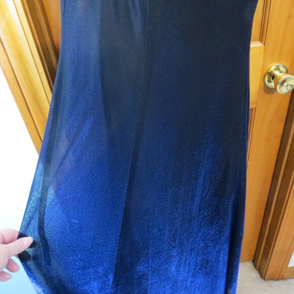 Betsy & Adam by Jaslene Metallic Navy Blue Lined Maxi Sleeveless Size 14W - Picture 6 of 9